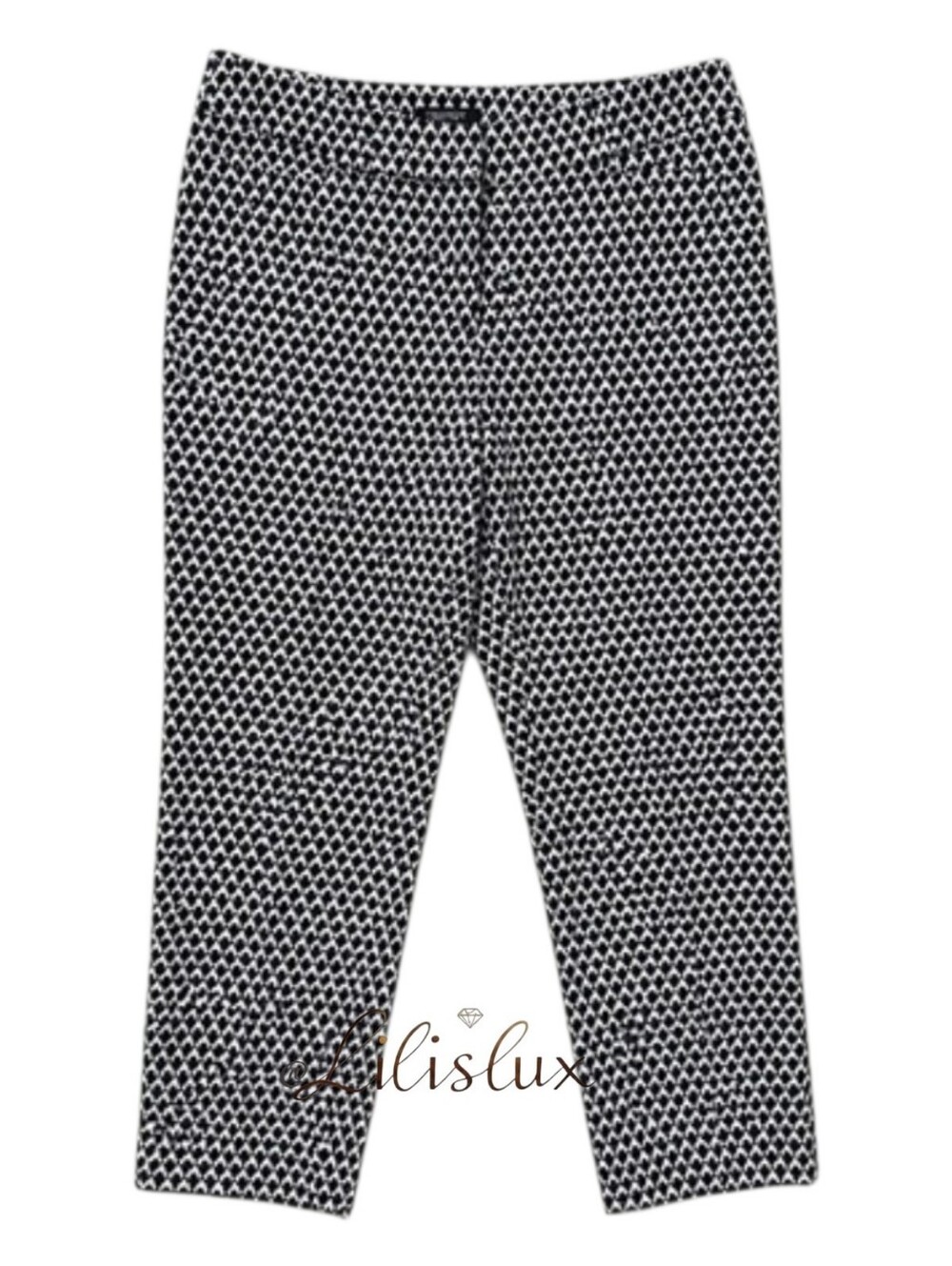 White House Black Market Size 8R Slim Ankle Black And White Patterned Pants EUC